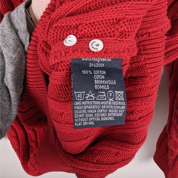 REDGREEN Men's Red Cable Knit Cottom Crew Neck Casual‎ Sweater Size XL - Picture 8 of 8